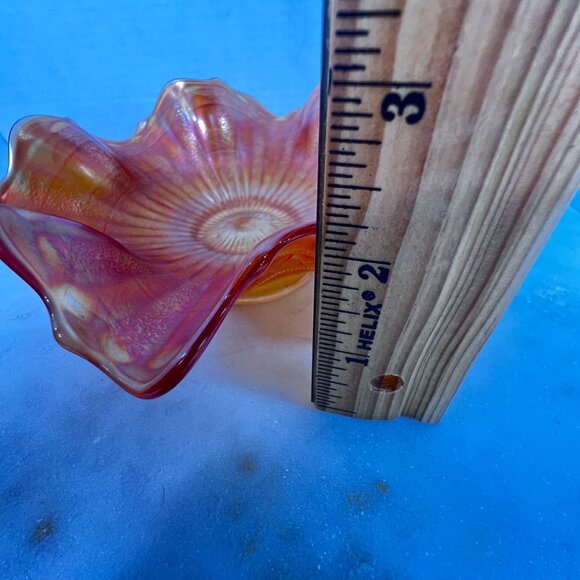 Fenton Carnival Glass Marigold Sunburst Bowl Ruffled Edge Iridescent Vtg READ - Picture 7 of 7